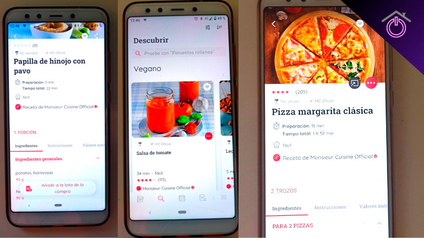 collage con fotos de la aplicación móvil para la Monsieur Cuisine Smart